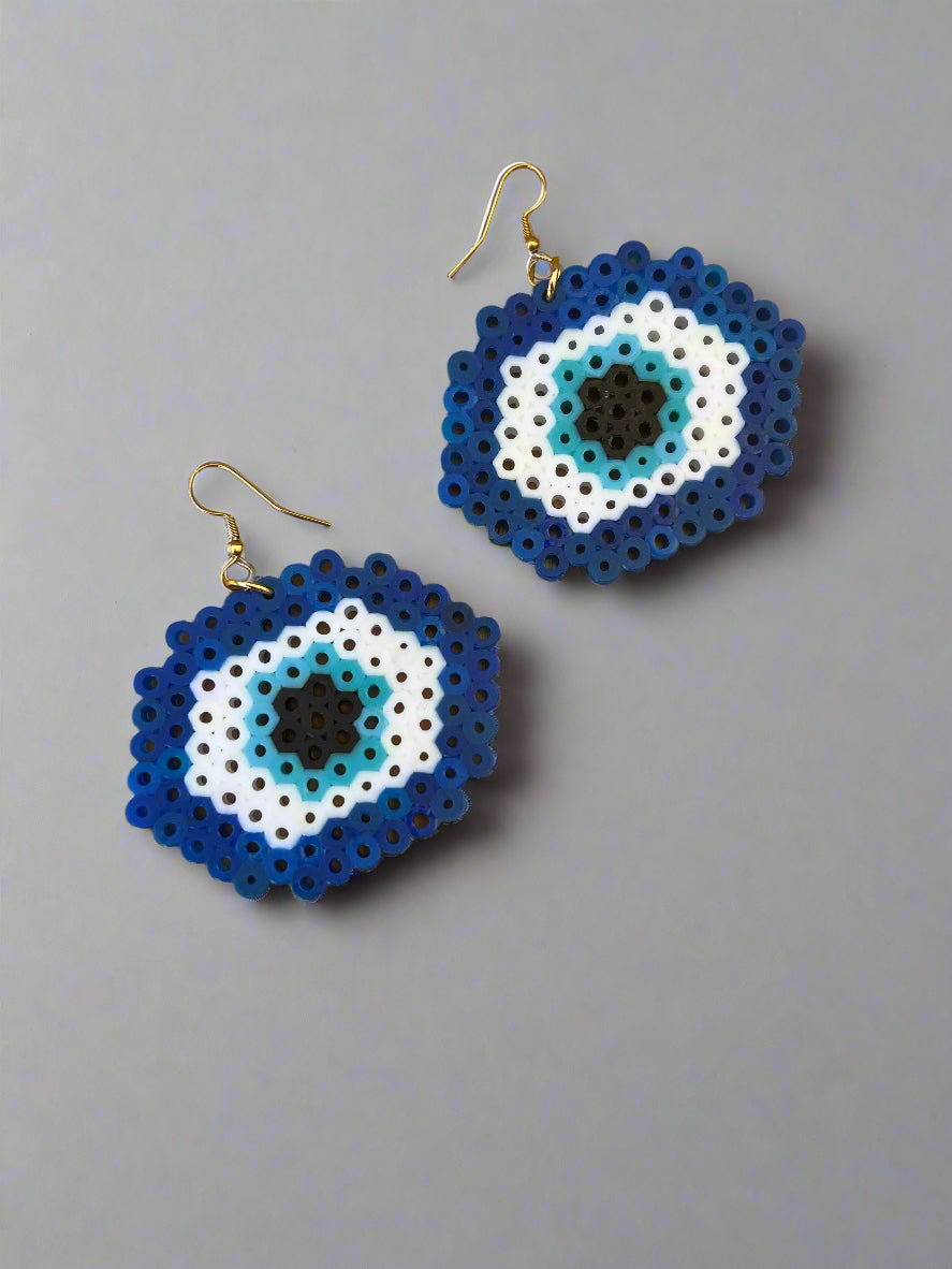Pixel Greek Eye Earrings – Ancient Charm, Modern Pixel Power