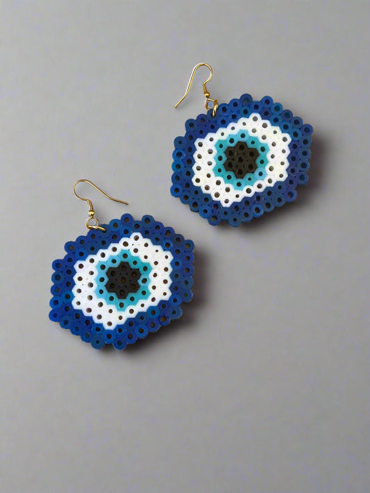 Pixel Greek Eye Earrings – Ancient Charm, Modern Pixel Power